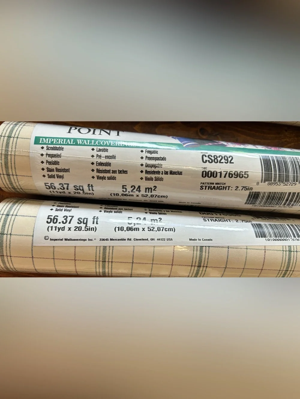 Vintage Plaid Roll Wallpaper - Cream and Sage Green Burgundy